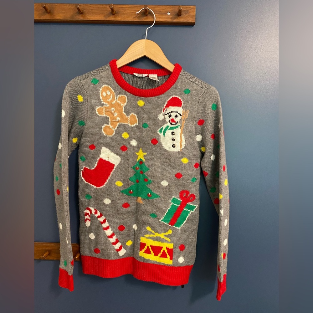 CHRISTMAS enlighted Red and Gray Sweater size 10-12 for kids (with lights)